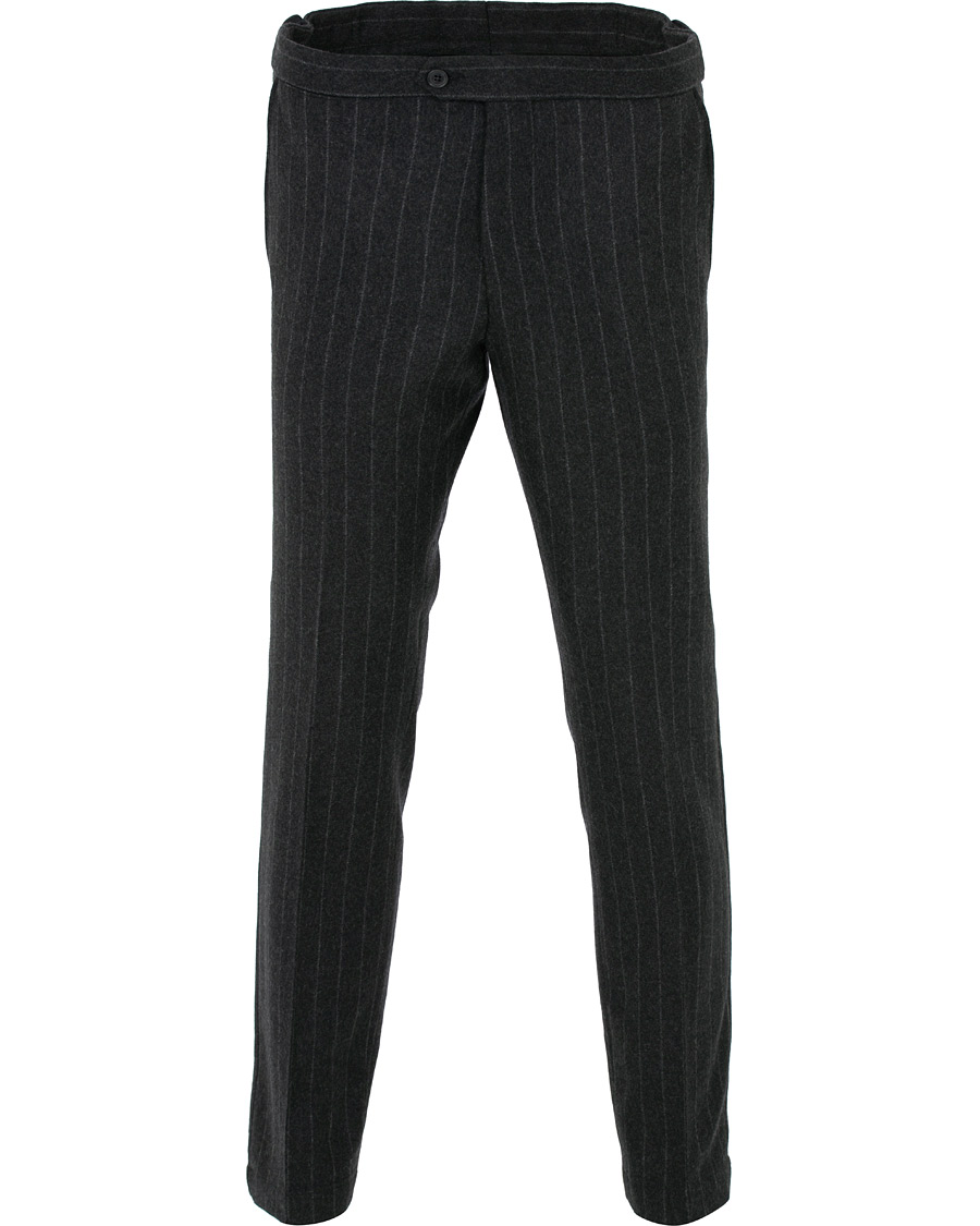 Herre | Bukser | Oscar Jacobson | Nilo Chalkstripe Side Adjuster Trousers Dark Grey