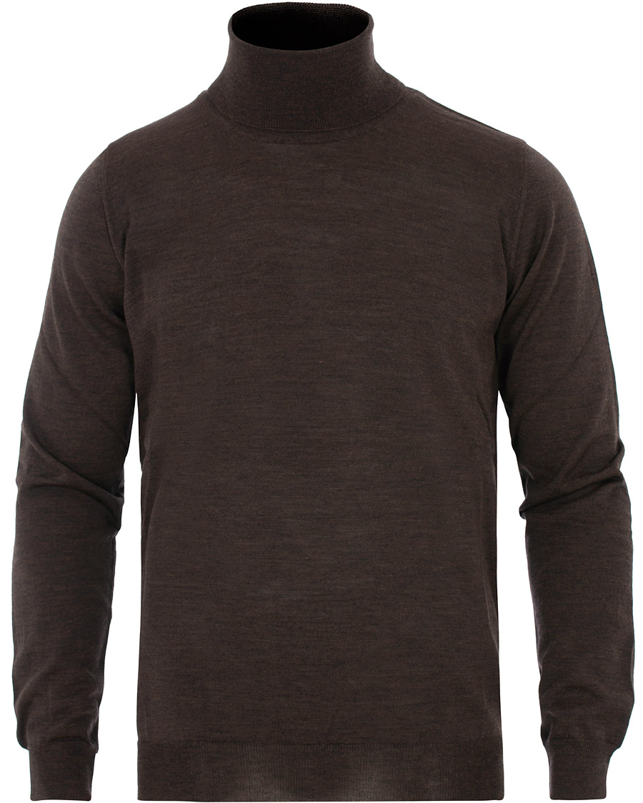 Herre | Gensere | Oscar Jacobson | Cole Extra Fine Merino Rollneck Brown