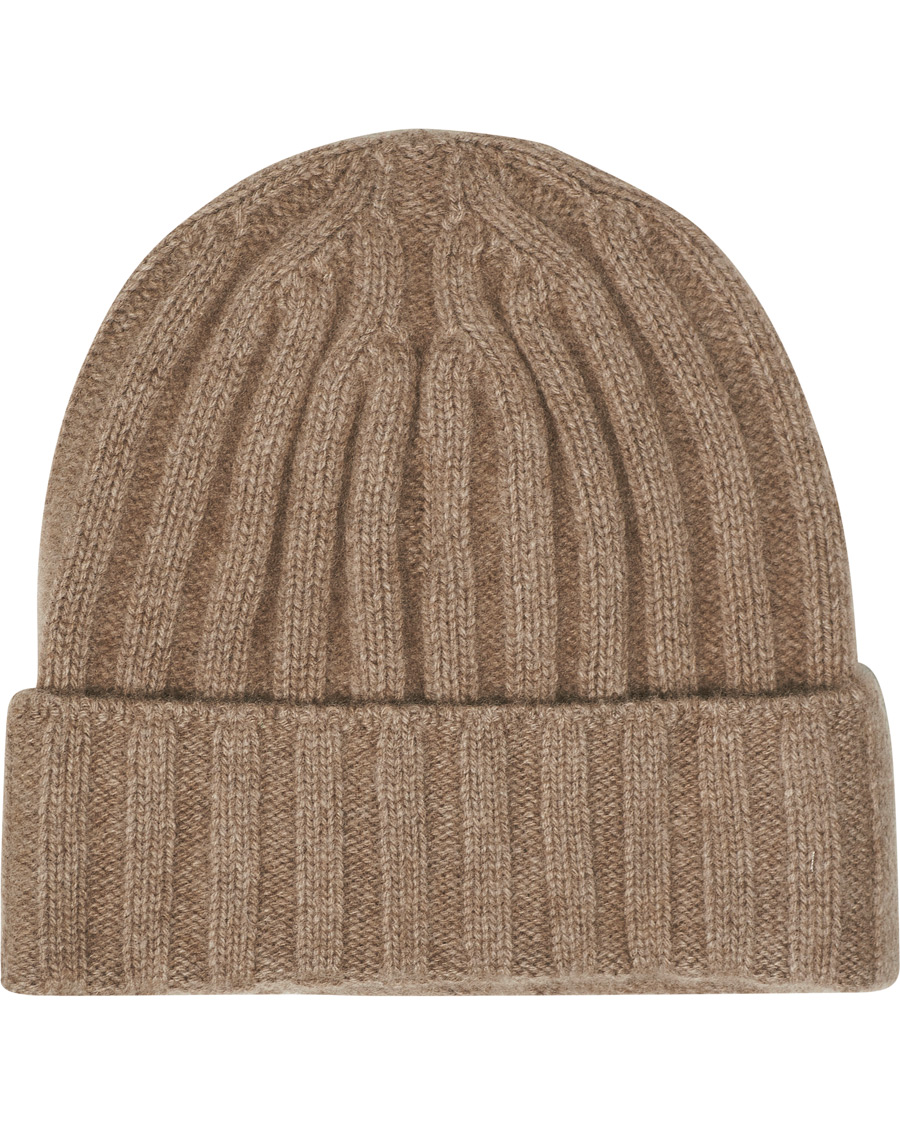 Herre | Oscar Jacobson Cashmere Ribbed Beanie Beige | Oscar Jacobson | Cashmere Ribbed Beanie Beige