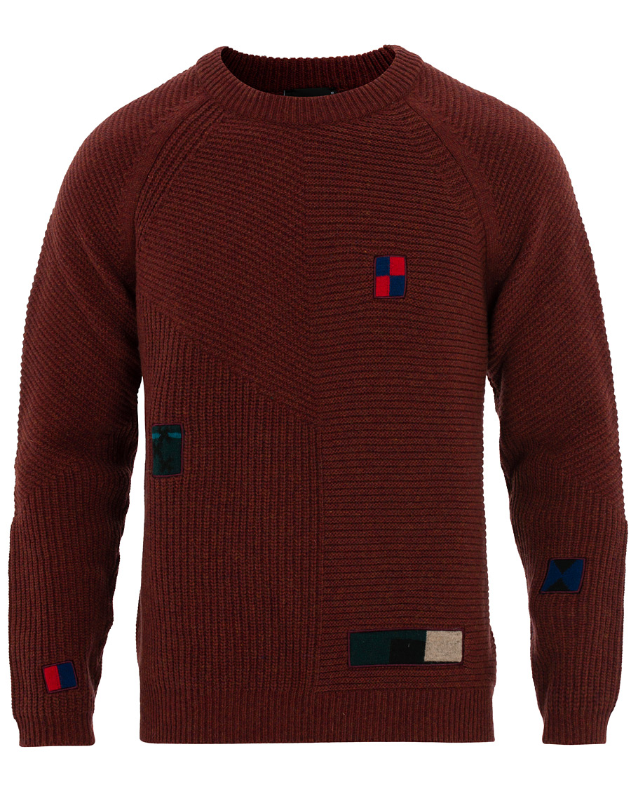 Herre | Gensere | PS Paul Smith | Patchwork Knit Sweater Brick/Navy