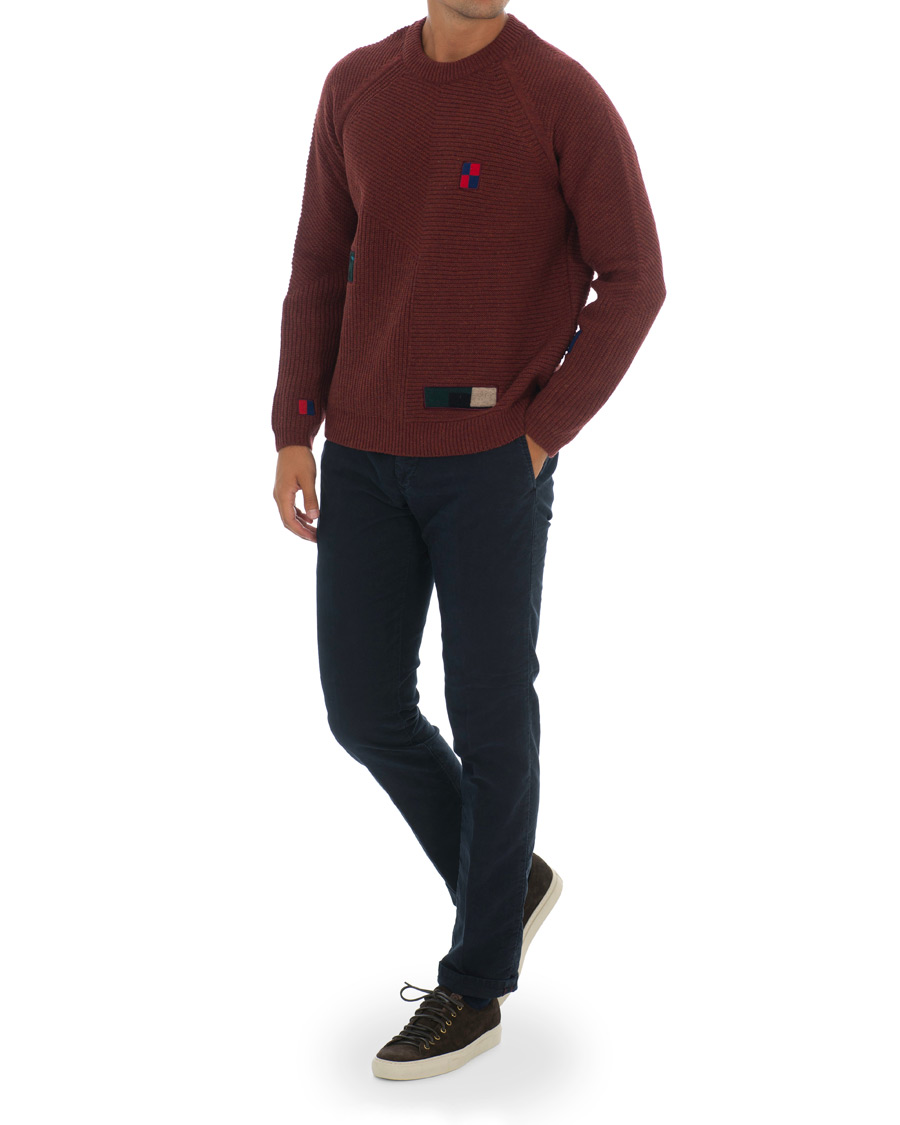 Herre | Gensere | PS Paul Smith | Patchwork Knit Sweater Brick/Navy