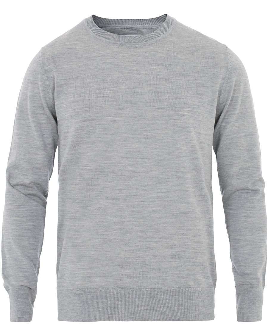 Herre | Gensere | Samsøe Samsøe | Samsøe & Samsøe Flemming Superfine Merino Wool Crew Neck Grey Mel