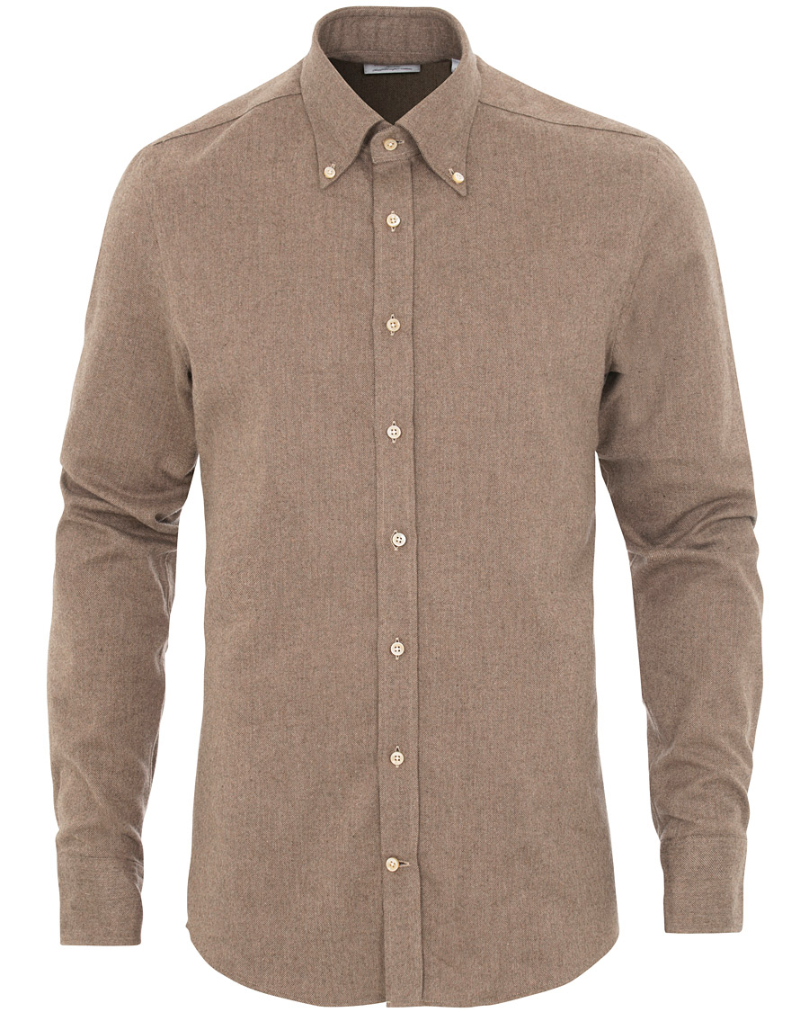 Herre | Skjorter | Stenströms | Slimline Flannel Shirt Brown