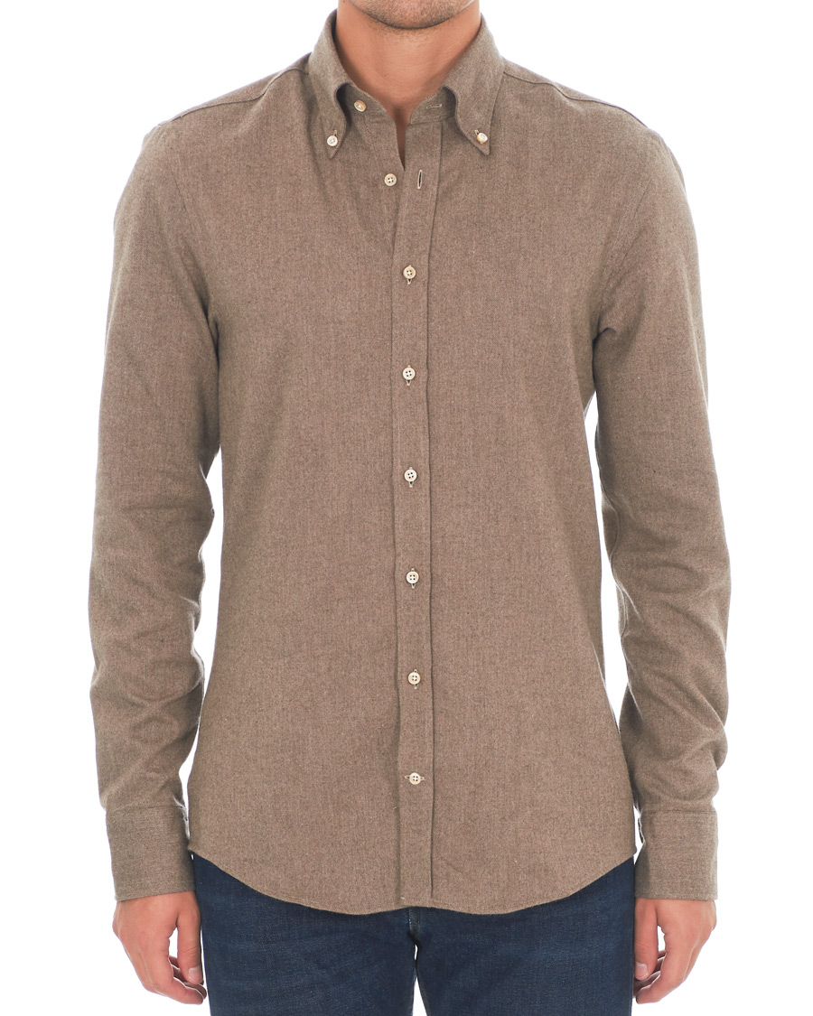 Herre | Skjorter | Stenströms | Slimline Flannel Shirt Brown