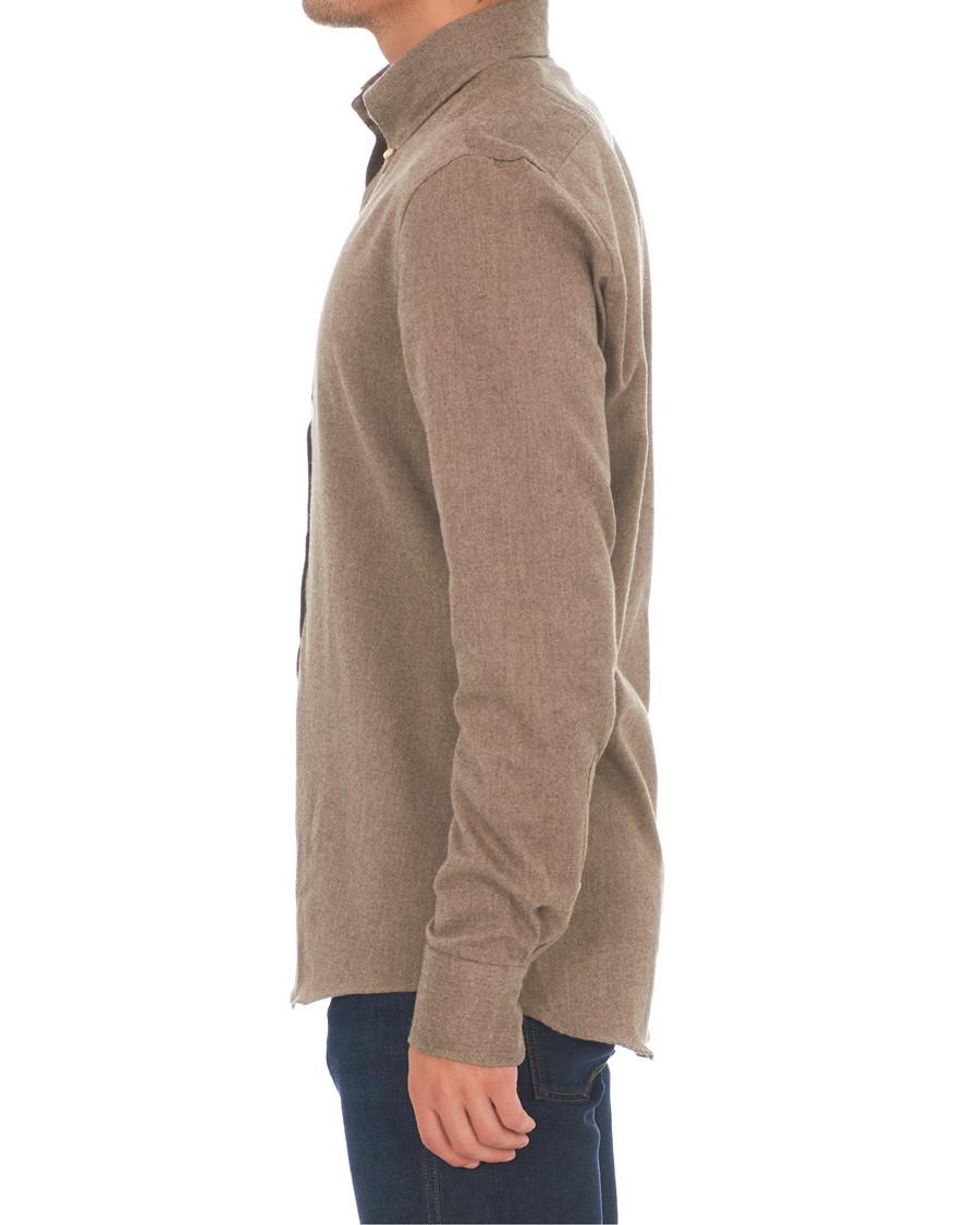 Herre | Skjorter | Stenströms | Slimline Flannel Shirt Brown