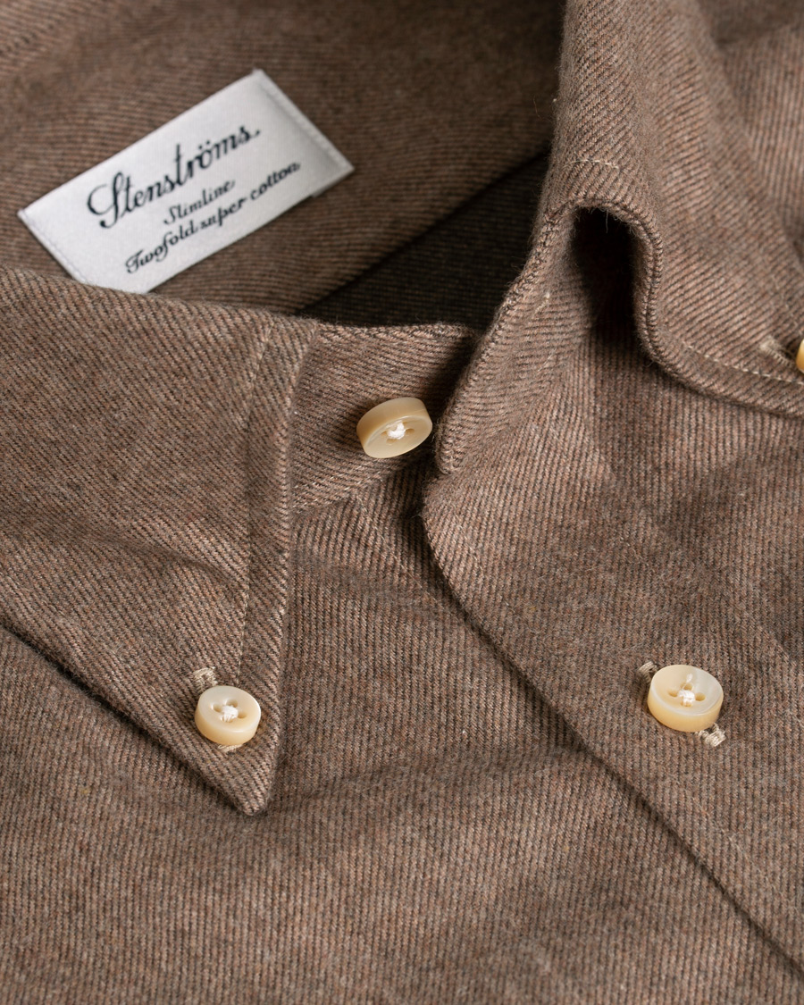 Herre | Skjorter | Stenströms | Slimline Flannel Shirt Brown