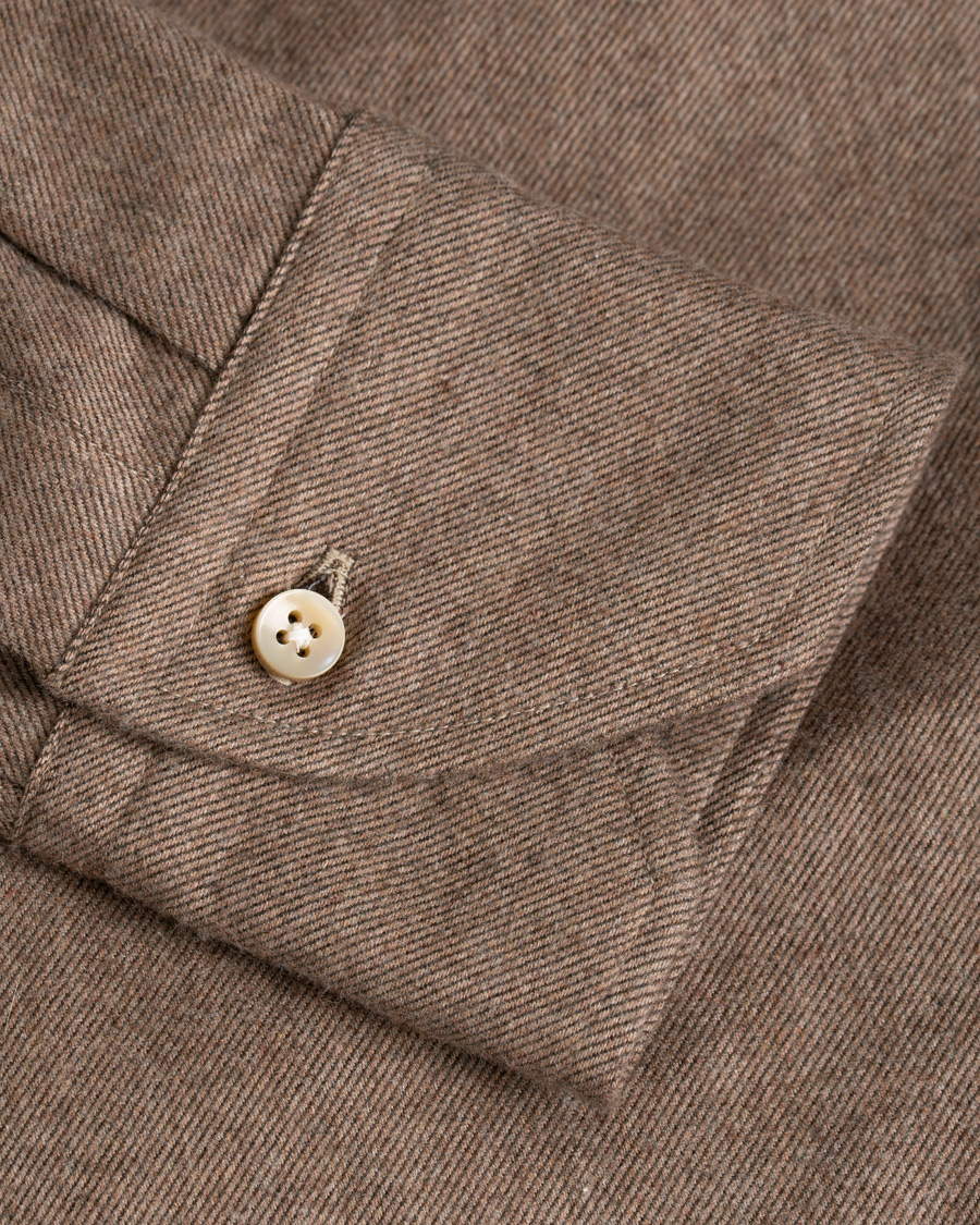 Herre | Skjorter | Stenströms | Slimline Flannel Shirt Brown