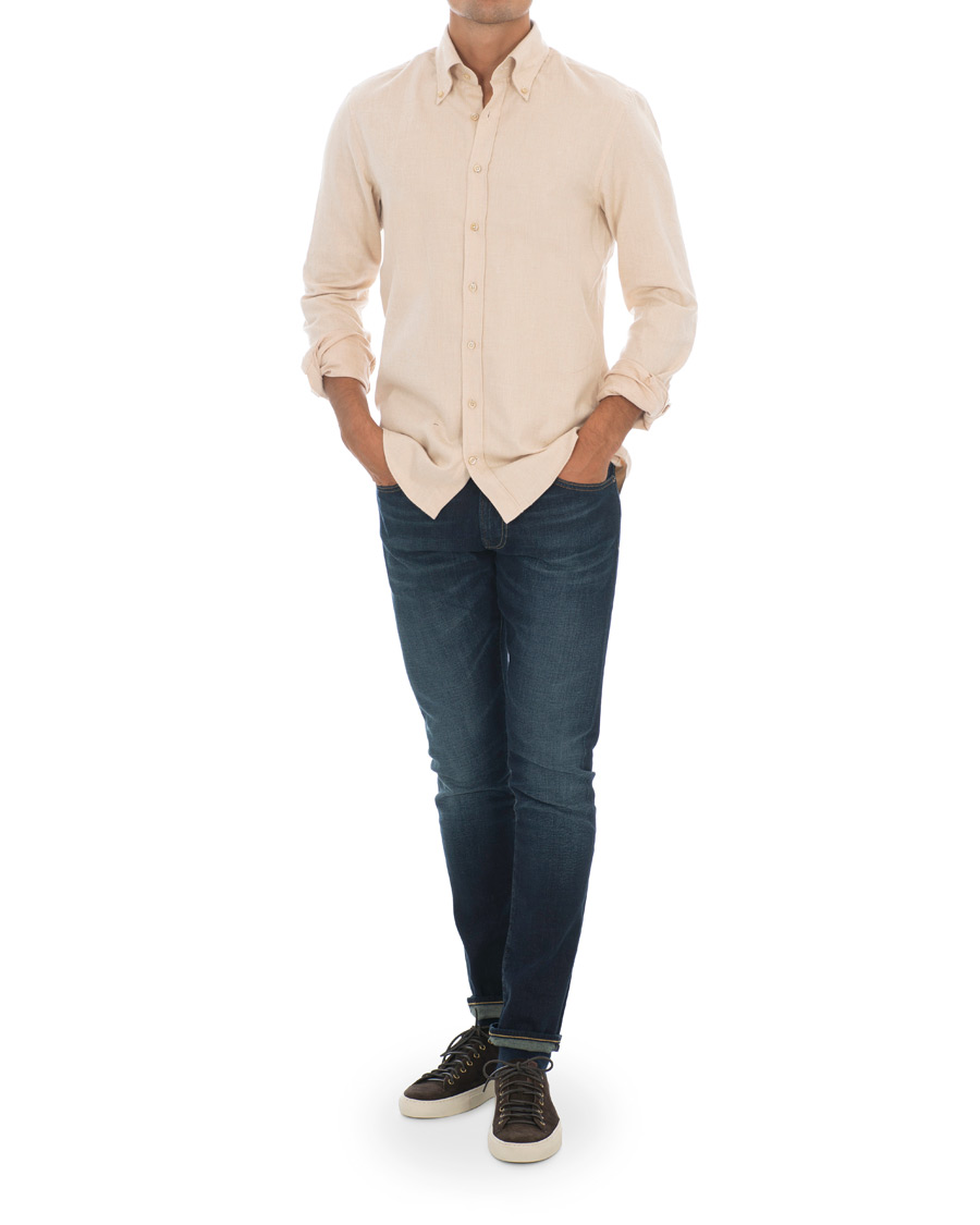 Herre | Skjorter | Stenströms | Slimline Flannel Shirt Beige