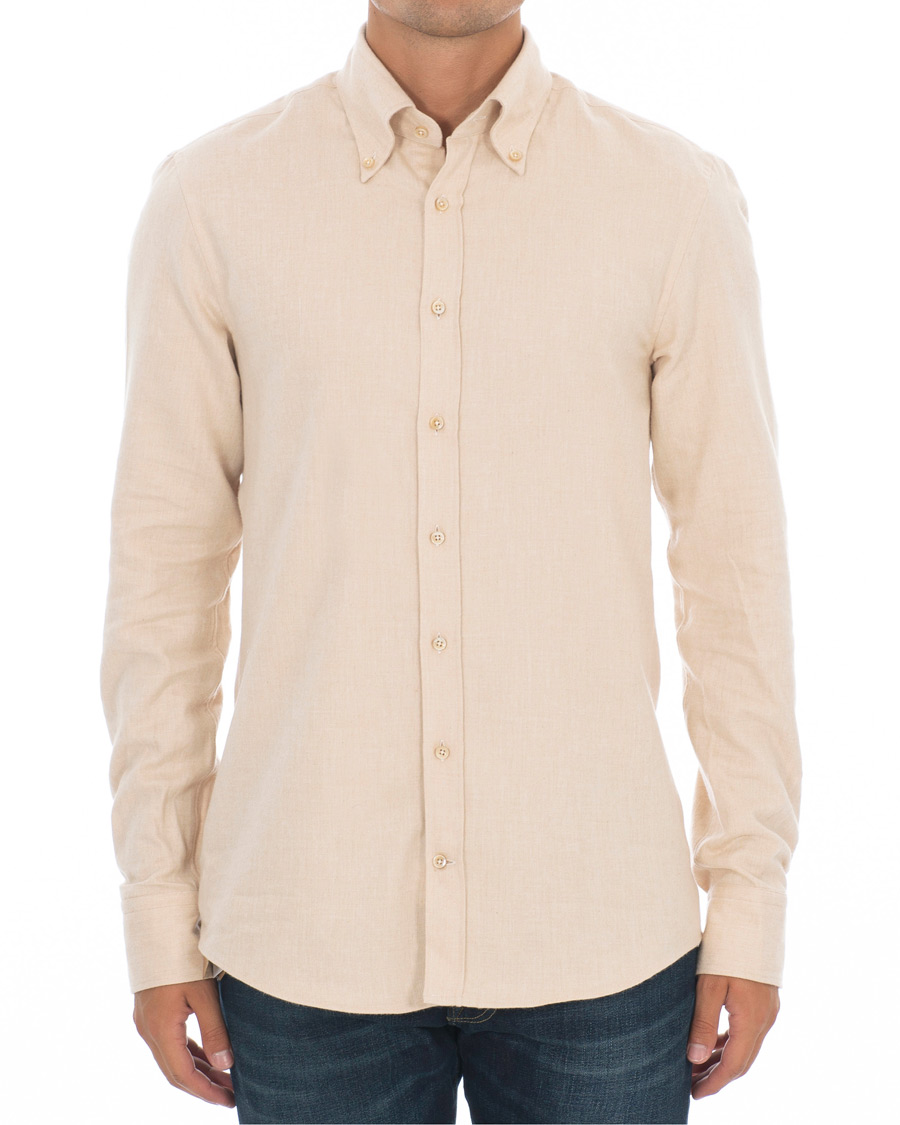 Herre | Skjorter | Stenströms | Slimline Flannel Shirt Beige