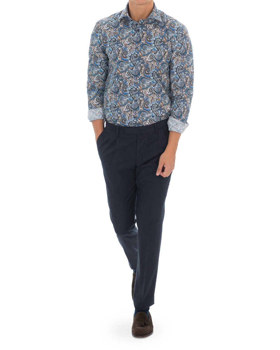 Herre | Skjorter | Stenströms | Slimline Printed Paisley Shirt White/Blue