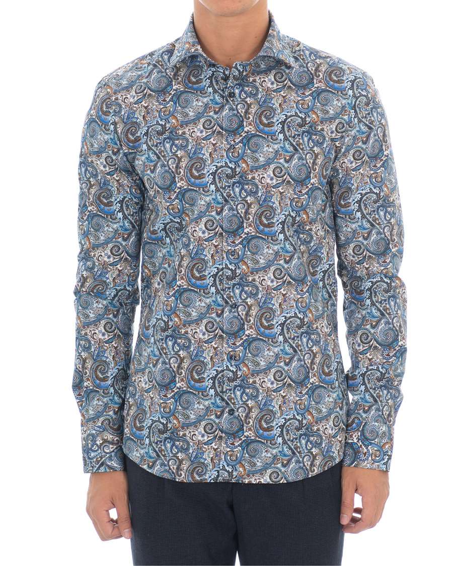 Herre | Skjorter | Stenströms | Slimline Printed Paisley Shirt White/Blue
