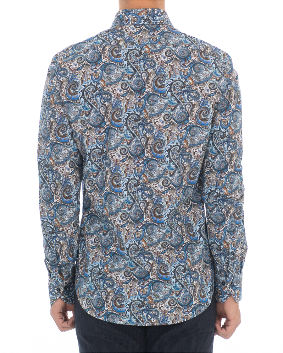 Herre | Skjorter | Stenströms | Slimline Printed Paisley Shirt White/Blue