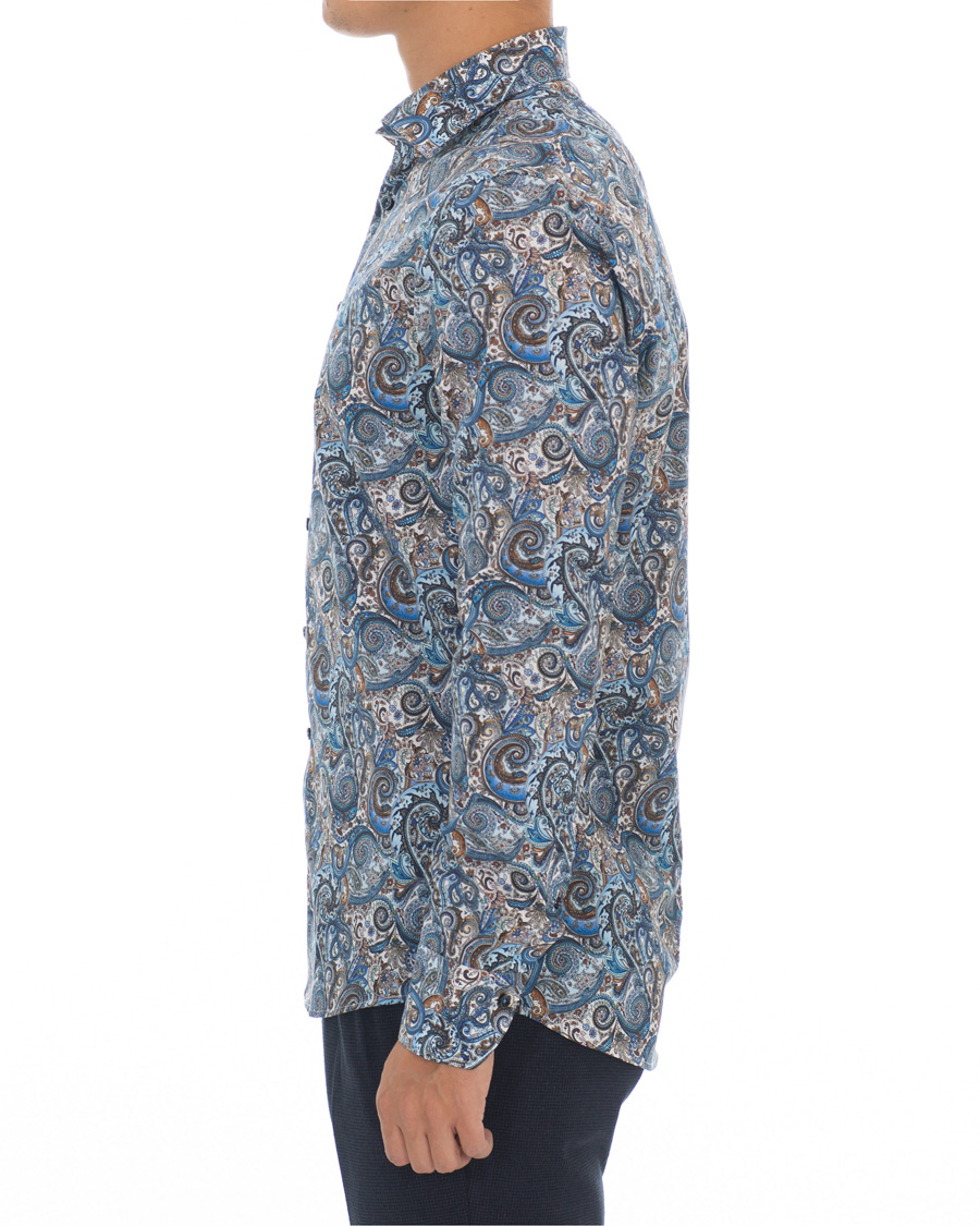 Herre | Skjorter | Stenströms | Slimline Printed Paisley Shirt White/Blue