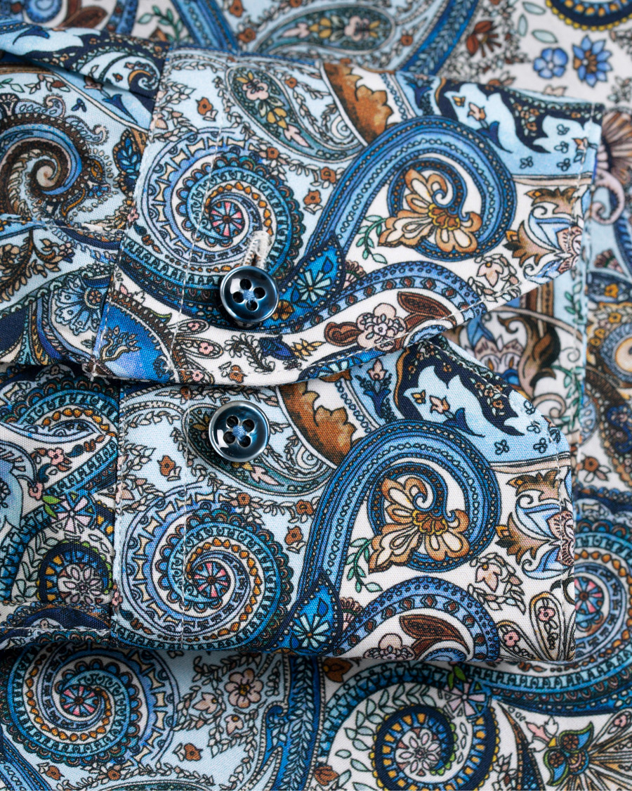 Herre | Skjorter | Stenströms | Slimline Printed Paisley Shirt White/Blue