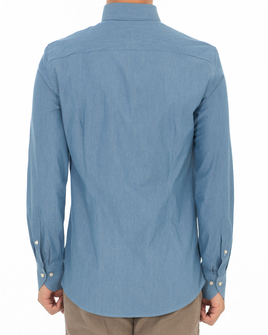 Herre | Skjorter | Stenströms | 1899 Slimline Dyed Indigo Button Down Shirt Denim