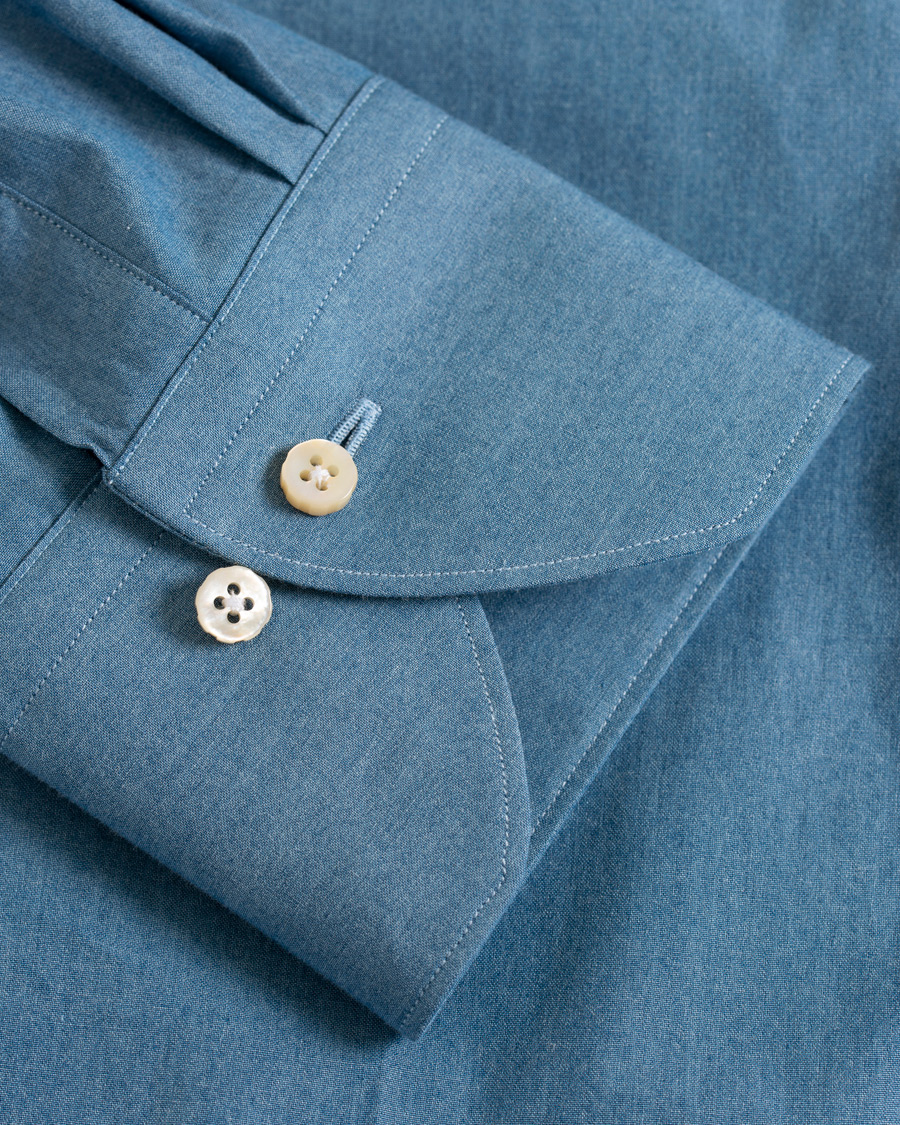 Herre | Skjorter | Stenströms | 1899 Slimline Dyed Indigo Button Down Shirt Denim