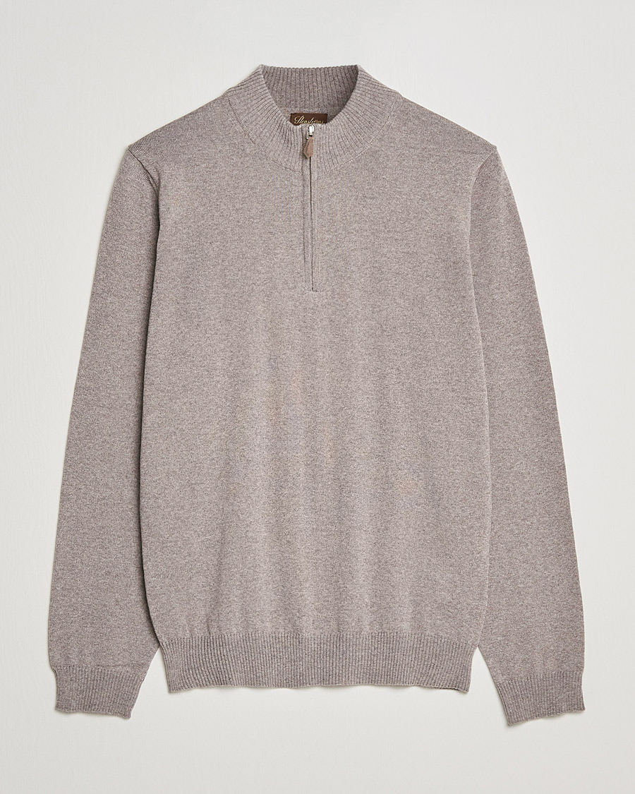Herre | Gensere | Stenströms | Merino Half Zip Mud Brown