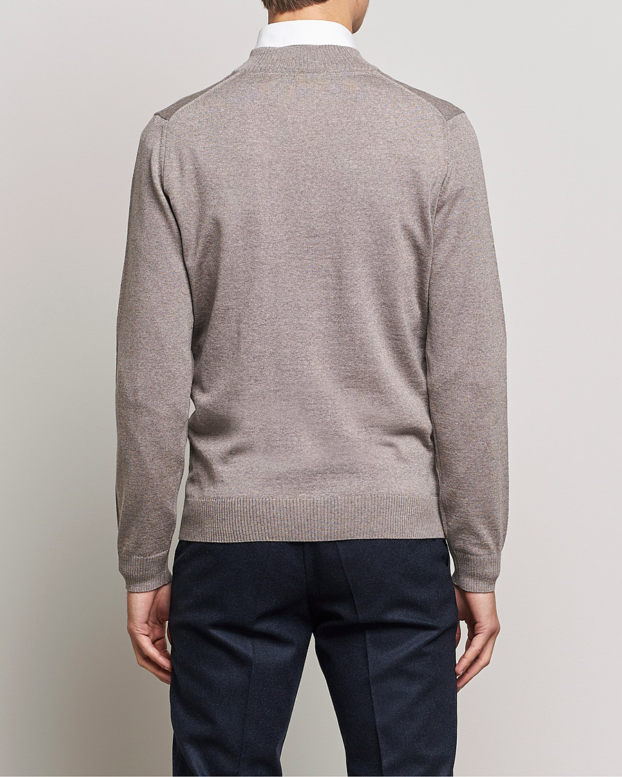 Herre | Gensere | Stenströms | Merino Half Zip Mud Brown
