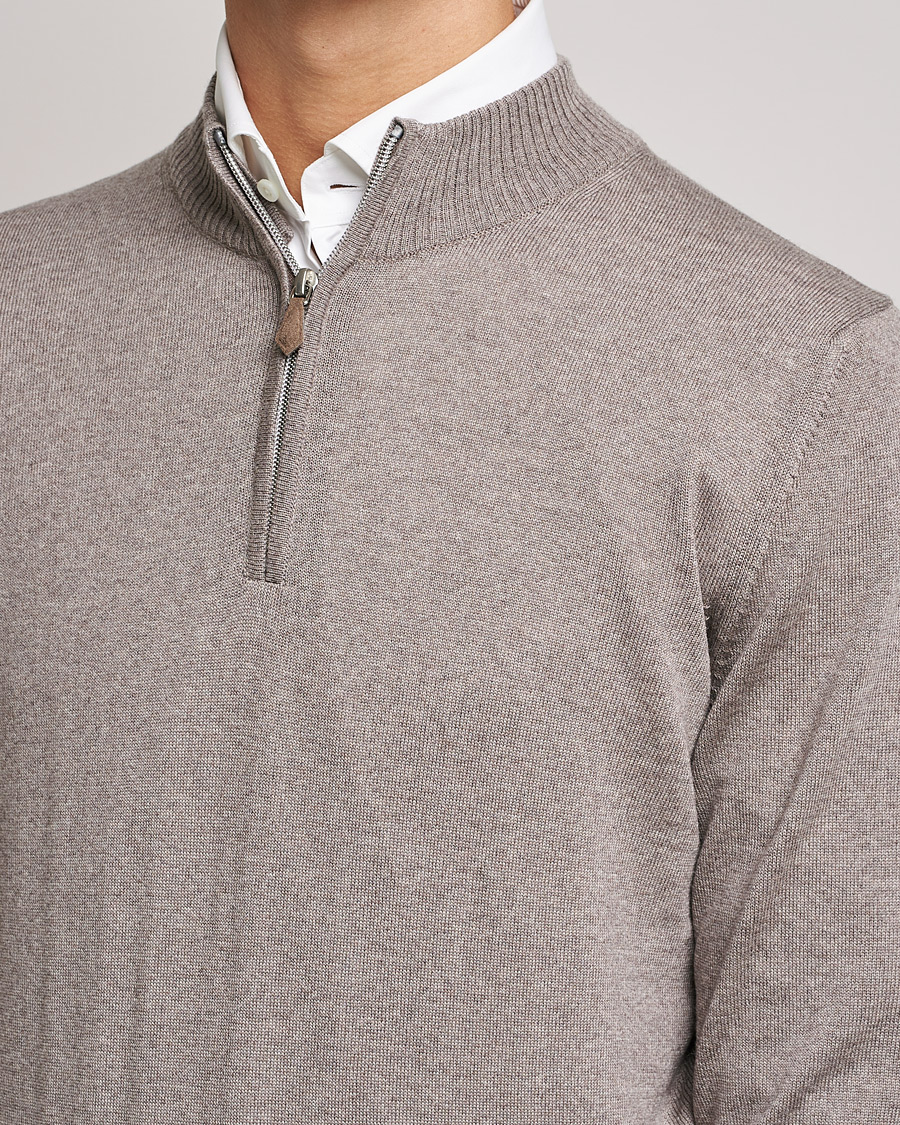 Herre | Gensere | Stenströms | Merino Half Zip Mud Brown