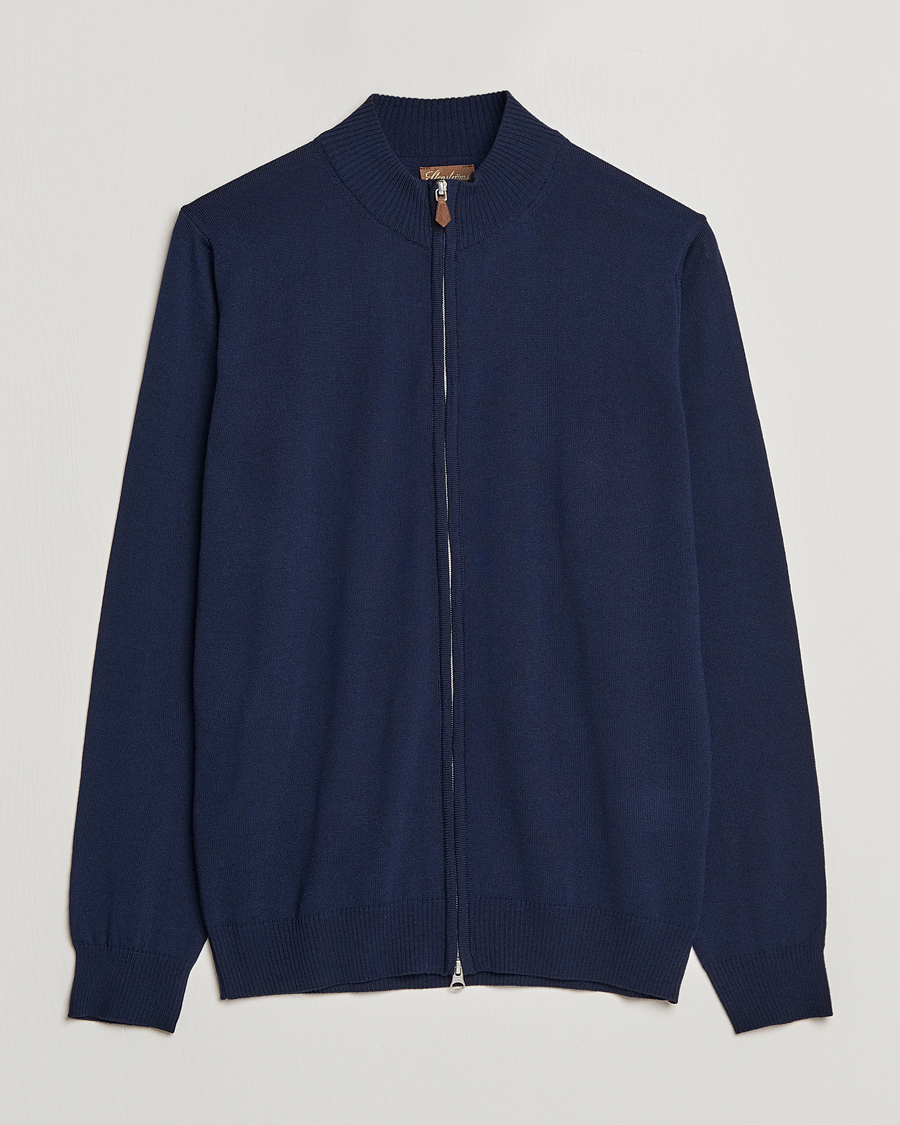 Herre | Gensere | Stenströms | Merino Full Zip Navy