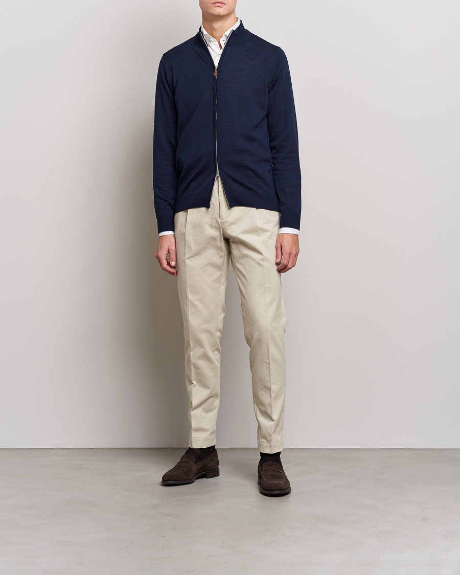 Herre | Gensere | Stenströms | Merino Full Zip Navy