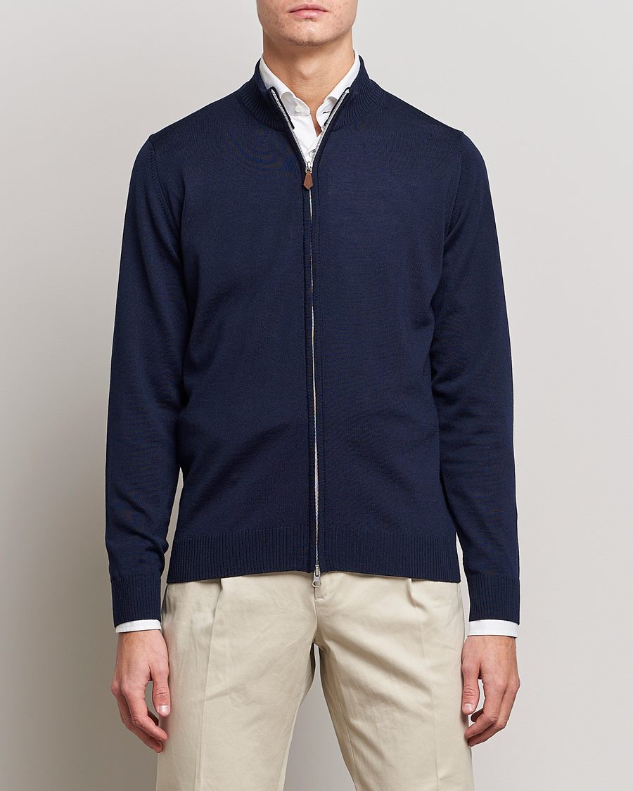 Herre | Stenströms | Stenströms | Merino Full Zip Navy