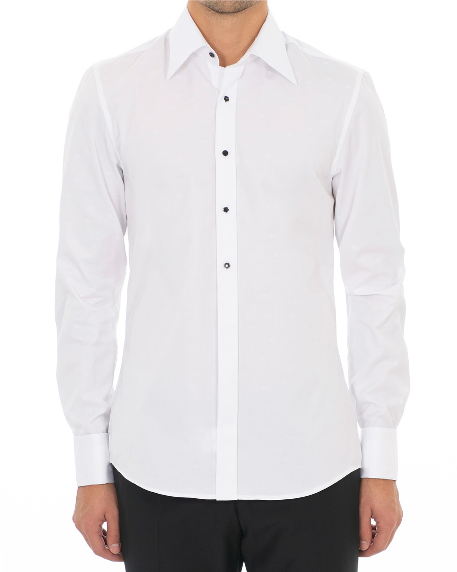 Herre | Skjorter | Stenströms | Slimline Jaquard Evening Shirt White
