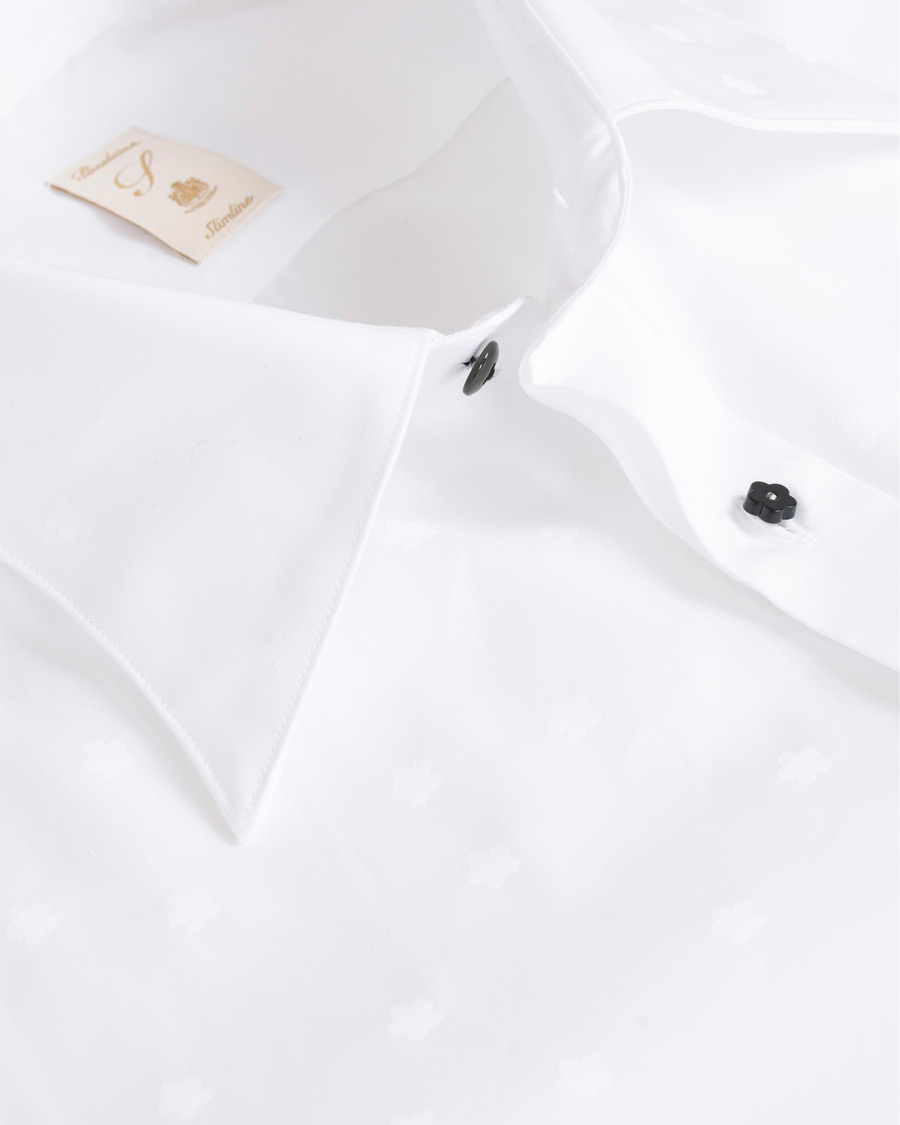 Herre | Skjorter | Stenströms | Slimline Jaquard Evening Shirt White