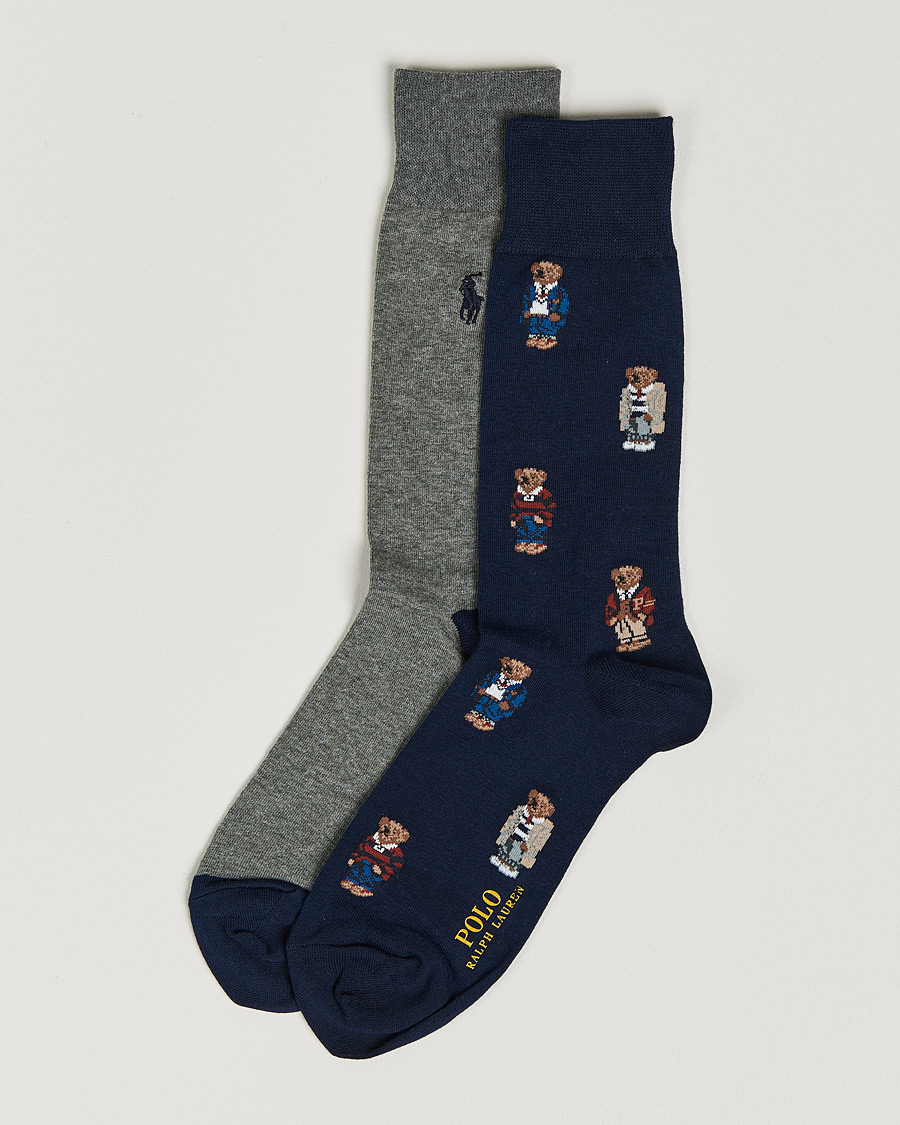 Herre | Undertøy | Polo Ralph Lauren | 2-Pack Bear Socks Navy/Grey