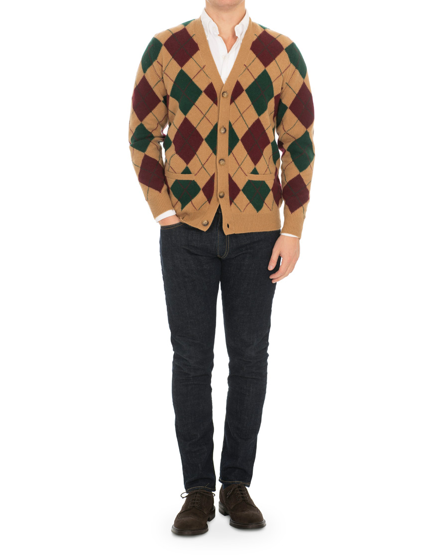 Herre | Gensere | Polo Ralph Lauren | Wool/Cashmere Argyle Cardigan Beige