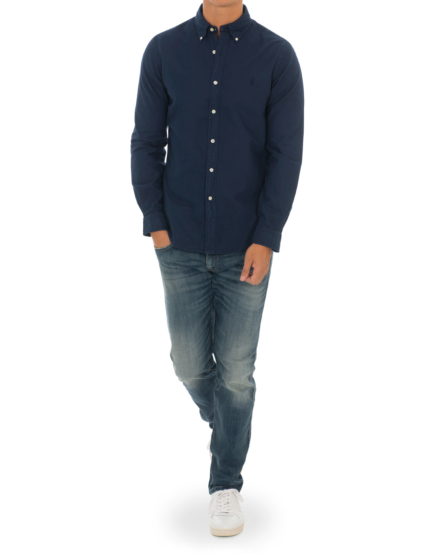 Herre | Skjorter | Polo Ralph Lauren | Slim Fit Garment Dyed Oxford Shirt Newport Navy