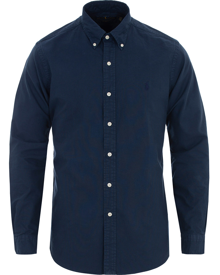 Herre | Skjorter | Polo Ralph Lauren | Custom Fit Garment Dyed Oxford Shirt Newport Navy