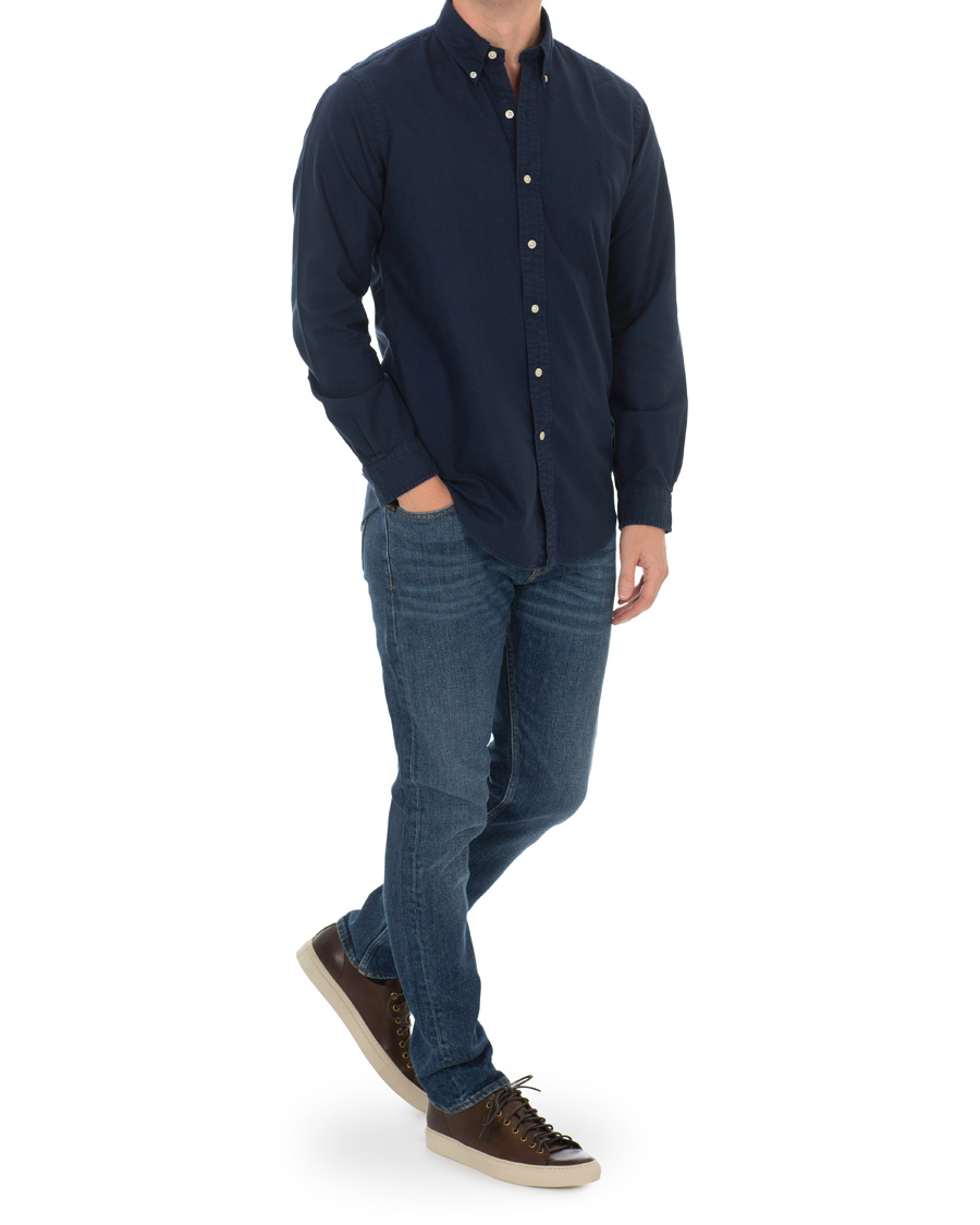 Herre | Skjorter | Polo Ralph Lauren | Custom Fit Garment Dyed Oxford Shirt Newport Navy