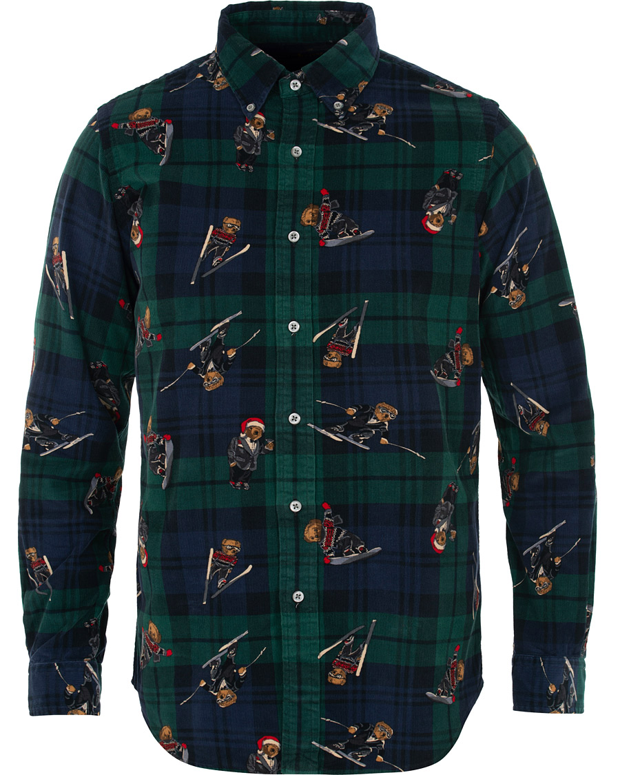 Herre | Skjorter | Polo Ralph Lauren | Custom Fit Corduroy Bear Shirt Blackwatch