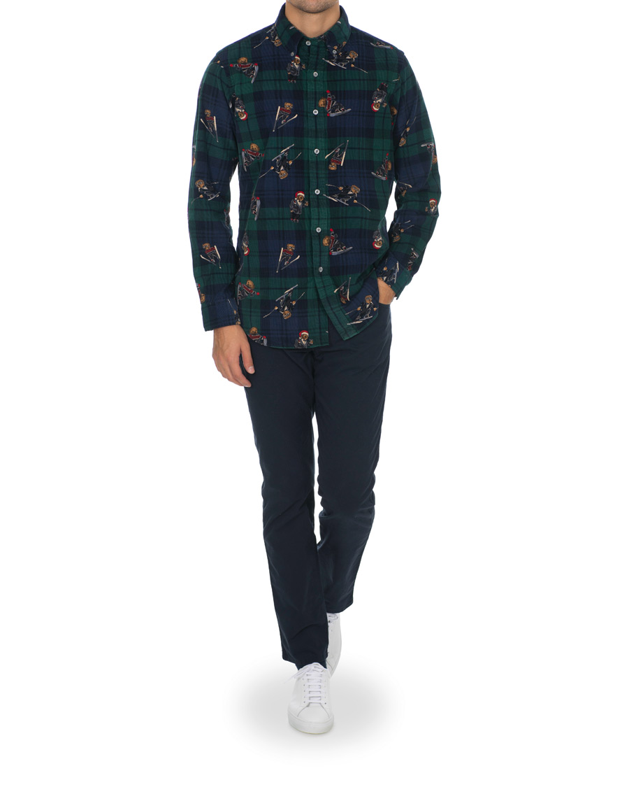 Herre | Skjorter | Polo Ralph Lauren | Custom Fit Corduroy Bear Shirt Blackwatch