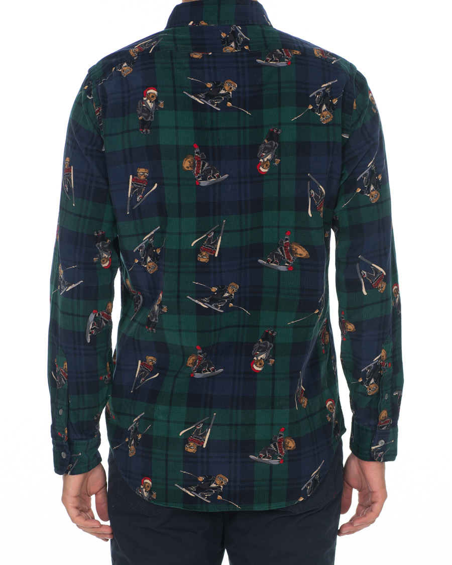 Herre | Skjorter | Polo Ralph Lauren | Custom Fit Corduroy Bear Shirt Blackwatch