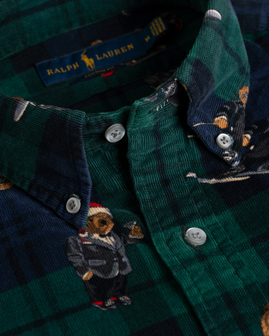 Herre | Skjorter | Polo Ralph Lauren | Custom Fit Corduroy Bear Shirt Blackwatch