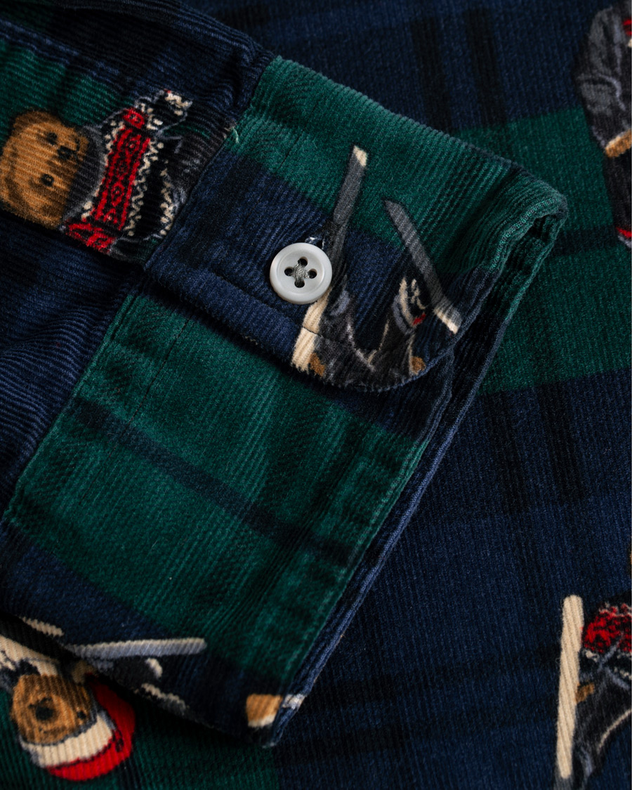 Herre | Skjorter | Polo Ralph Lauren | Custom Fit Corduroy Bear Shirt Blackwatch
