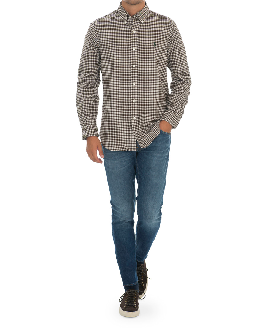 Herre | Skjorter | Polo Ralph Lauren | Custom Fit Twill Check Shirt Brown/White