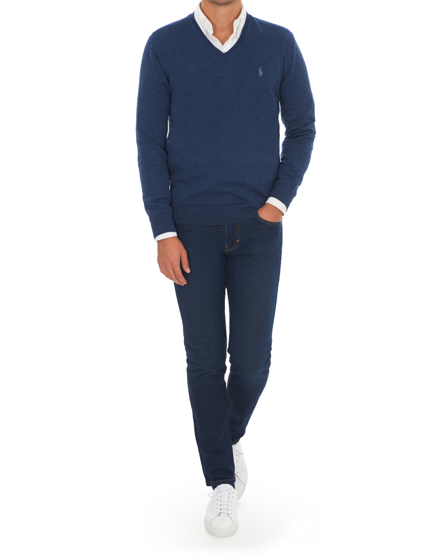Herre | Gensere | Polo Ralph Lauren | Merino V Neck Pullover Blue