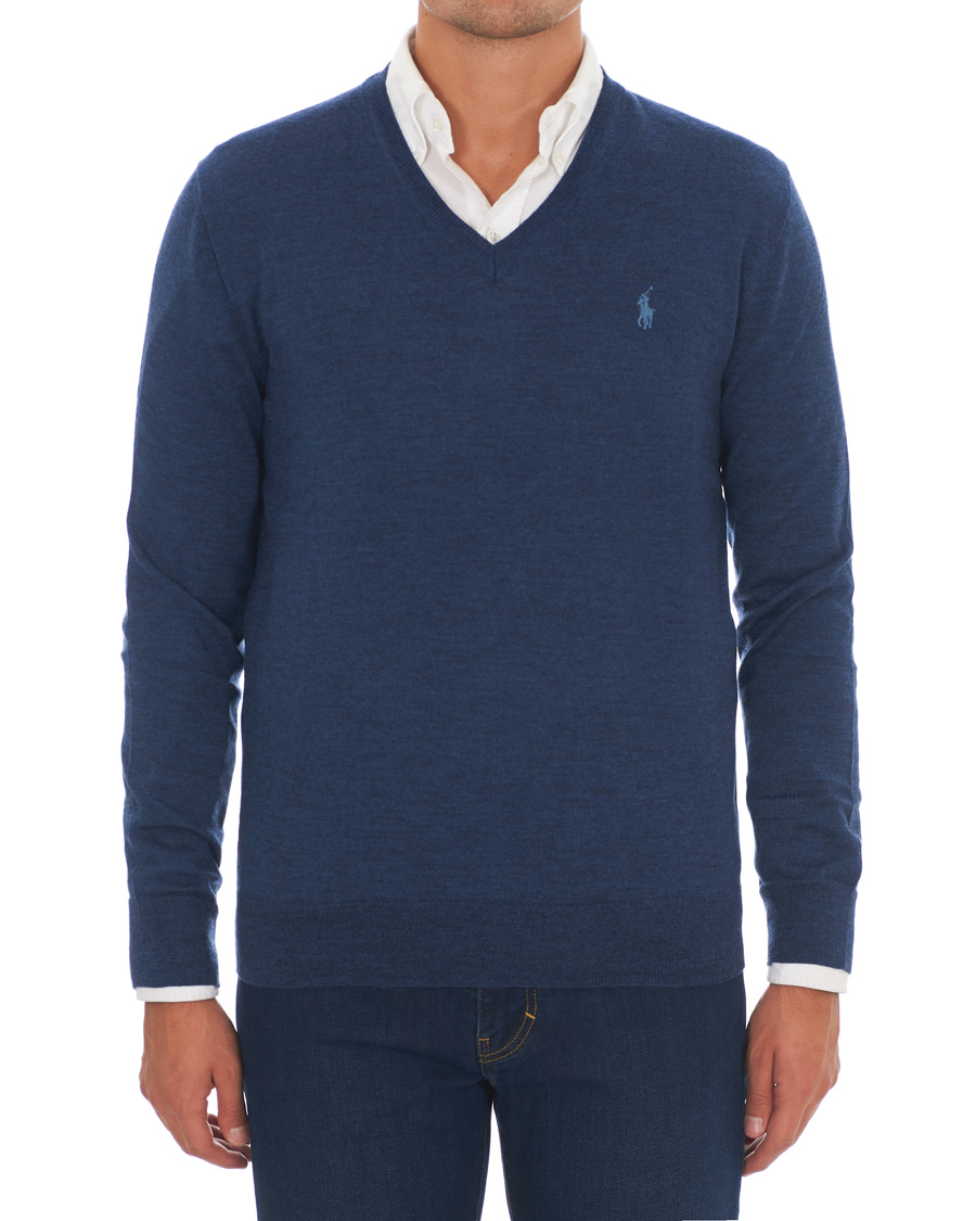 Herre | Gensere | Polo Ralph Lauren | Merino V Neck Pullover Blue