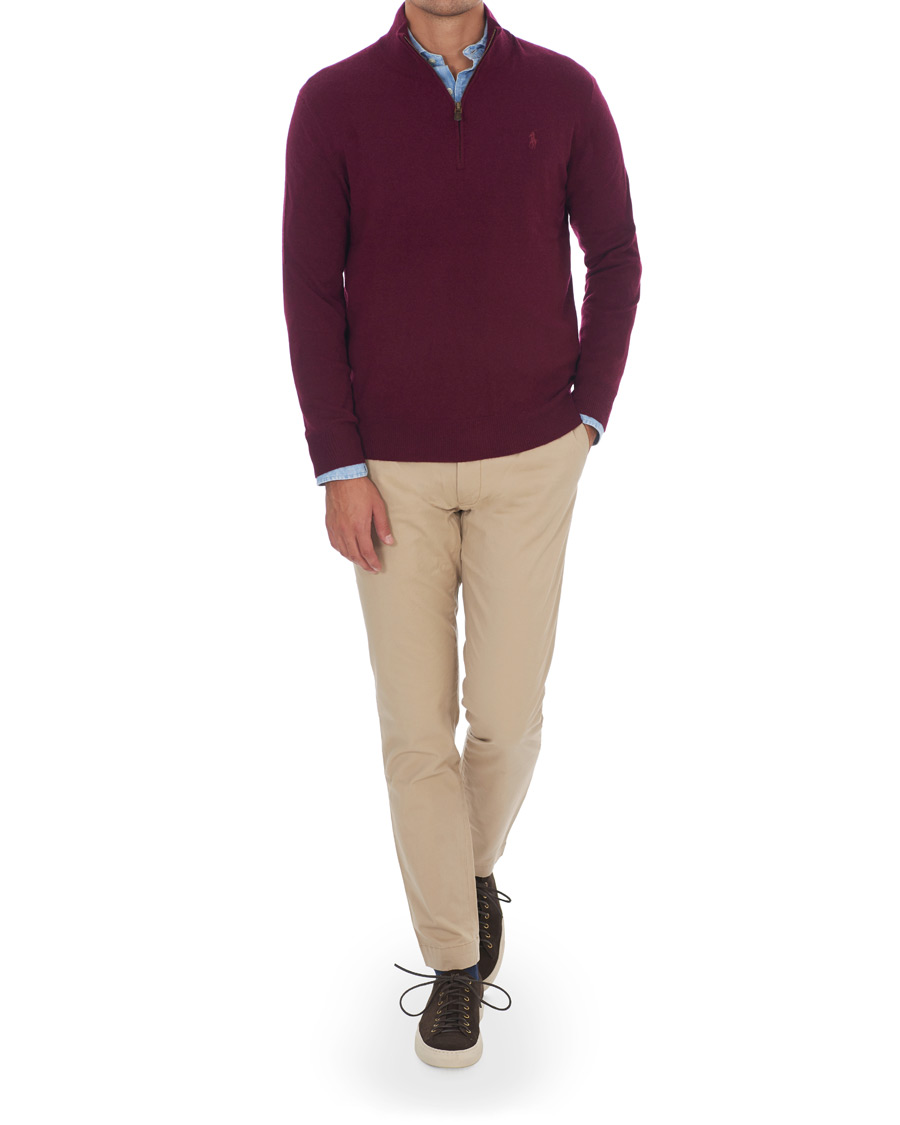 Herre | Gensere | Polo Ralph Lauren | Merino Half Zip Burgundy