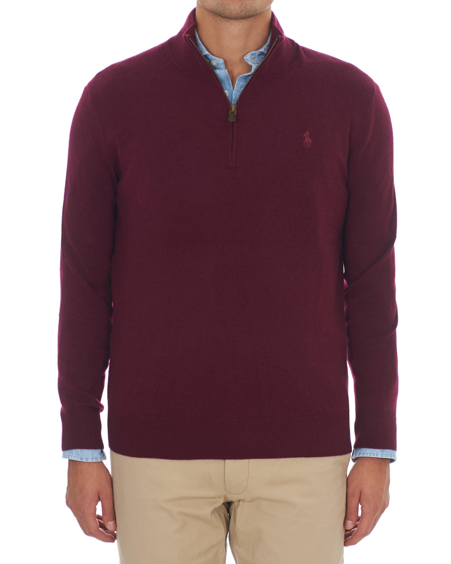 Herre | Gensere | Polo Ralph Lauren | Merino Half Zip Burgundy