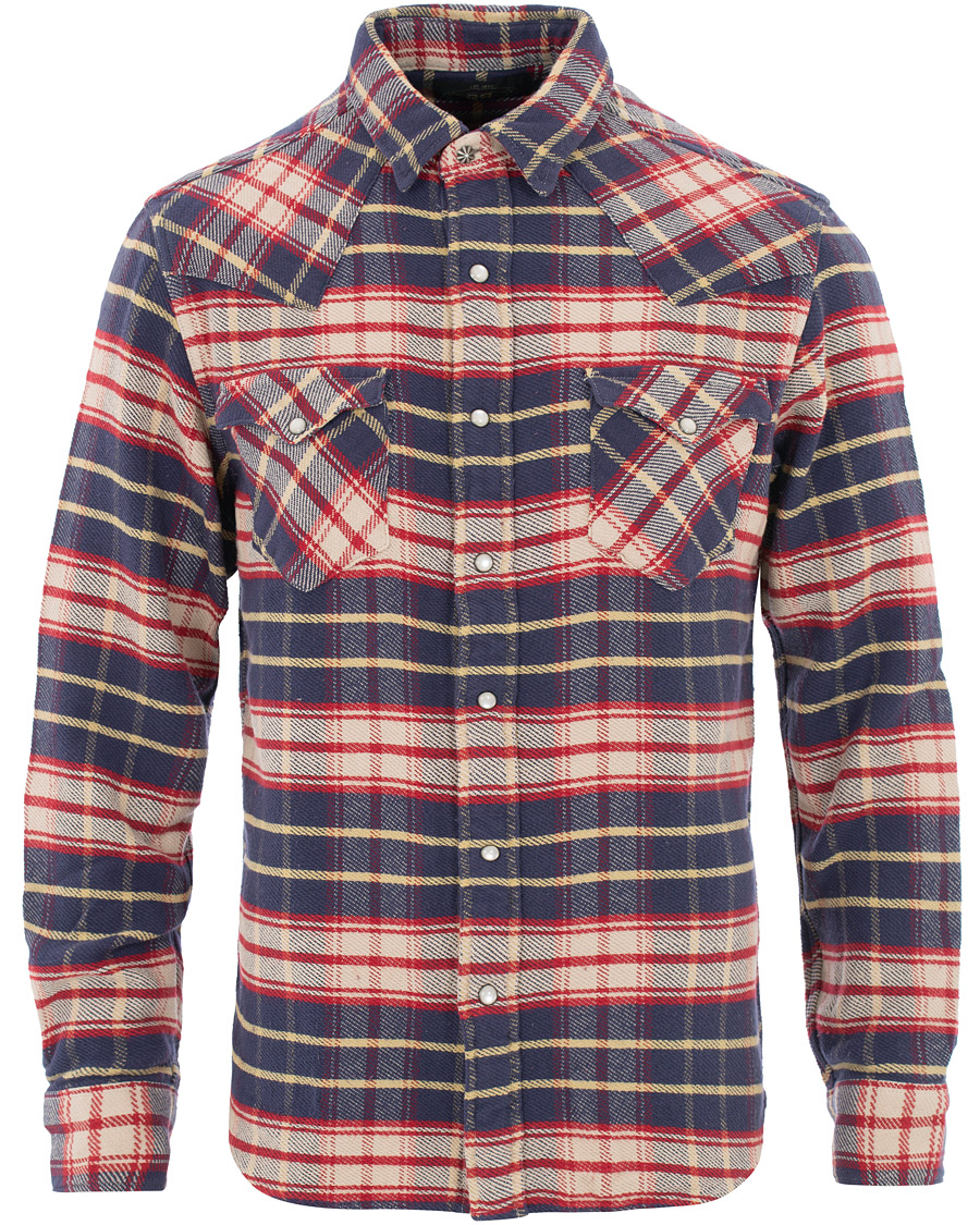 Herre | Skjorter | RRL | Buffalo Western Flannel Shirt Navy/Red Plaid