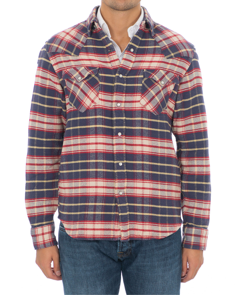 Herre | Skjorter | RRL | Buffalo Western Flannel Shirt Navy/Red Plaid