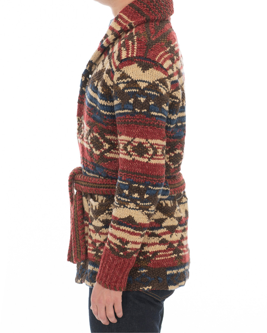 Herre | Gensere | RRL | Ranch Shawl Collar Hand Knit Cardigan Red/Navy/Cream