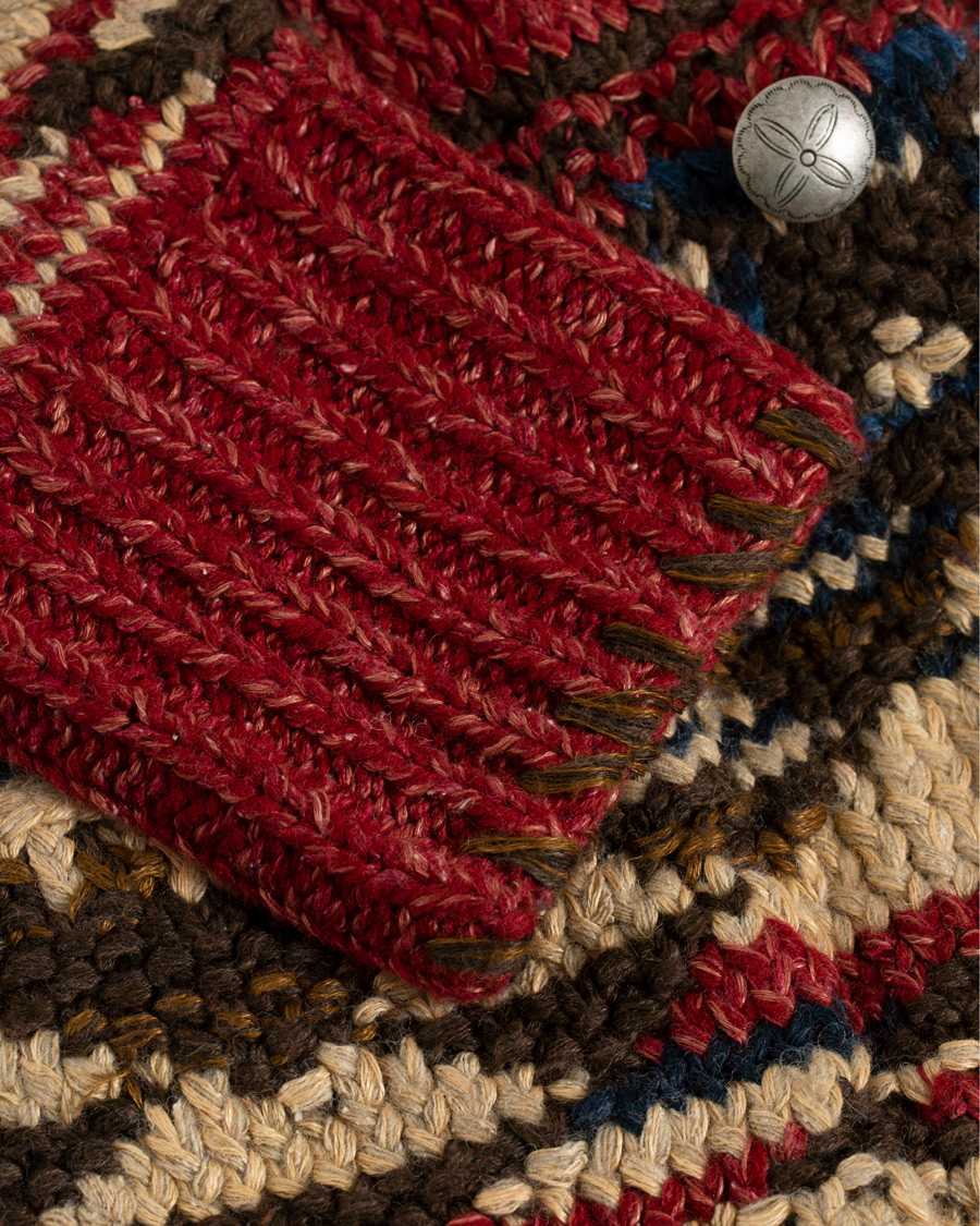 Herre | Gensere | RRL | Ranch Shawl Collar Hand Knit Cardigan Red/Navy/Cream