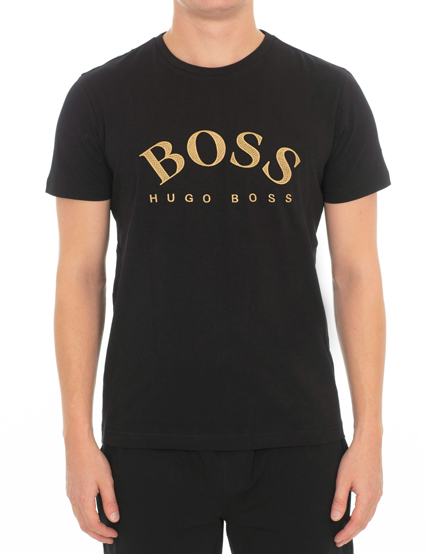 Herre | T-Shirts | BOSS GREEN | BOSS Athleisure Logo Crew Neck Tee Black/Gold