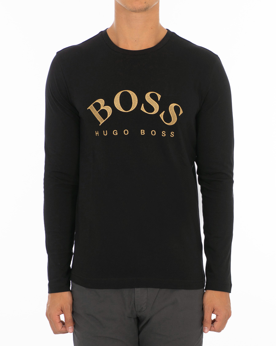 Herre | T-Shirts | BOSS GREEN | BOSS Athleisure Togn Long Sleeve Tee Black/Gold