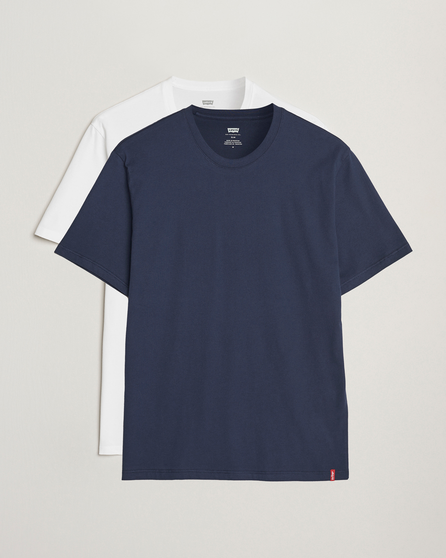Herre | T-Shirts | Levi's | 2-Pack Crew Neck T-Shirt Navy/White